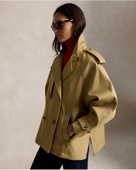 Polo Ralph Lauren Green Balloon Cotton Twill Trench Coat