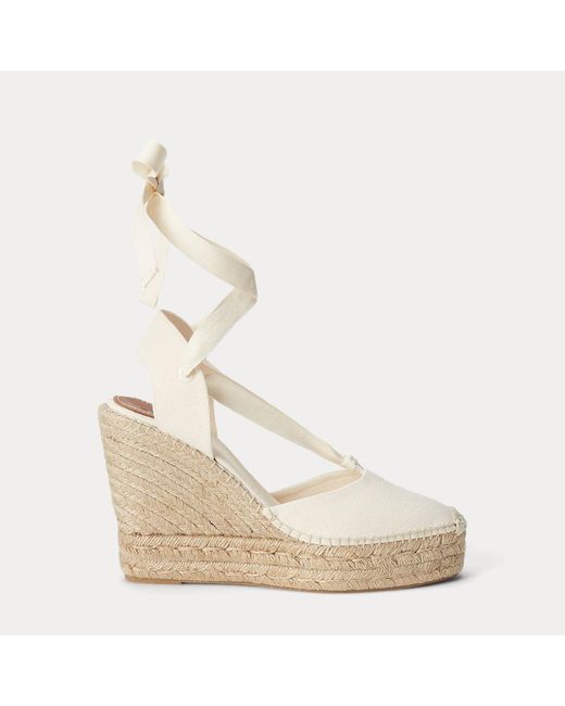 Espadrillas in tela con zeppa di Polo Ralph Lauren in Natural