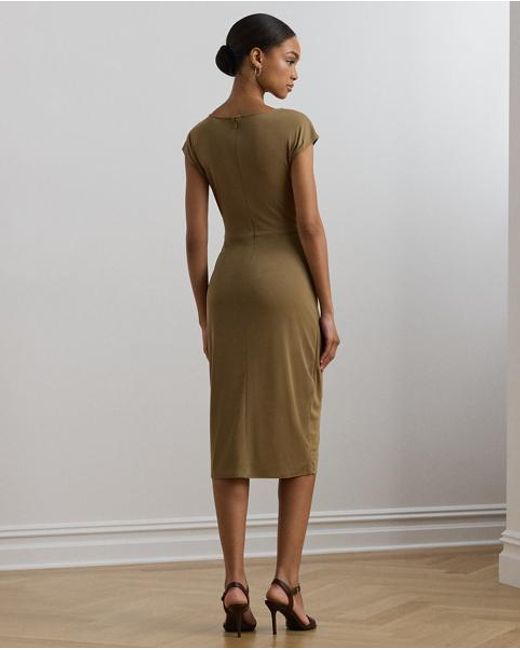 Ralph Lauren Ring-Trim Jersey Cap-Sleeve Dress in Green | Lyst UK