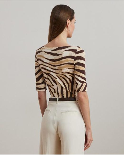 Camiseta Elástica Con Estampado De Cebra Ralph Lauren de color Brown