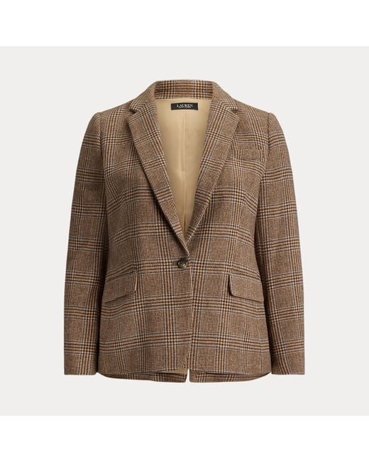 Taglie Plus - Blazer in twill principe di Galles di Ralph Lauren in Brown