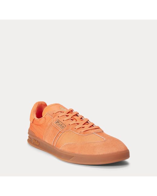 Polo Ralph Lauren Orange Heritage Aera Suede-Trim Trainer