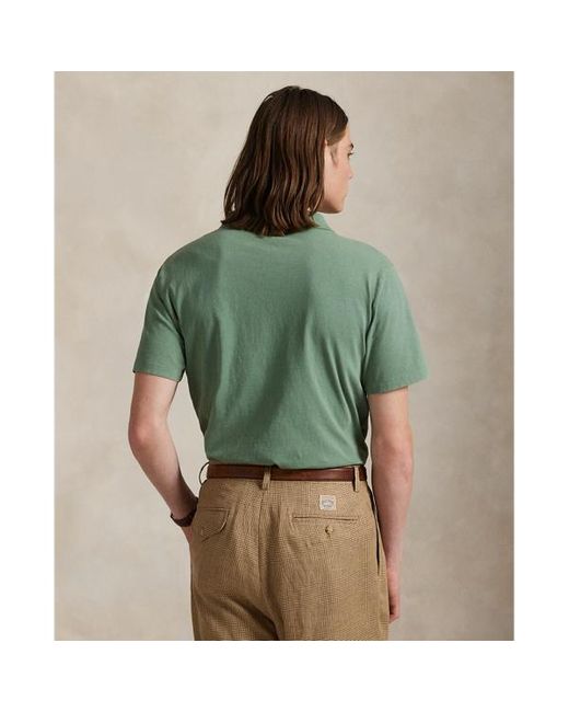 Polo in cotone e lino Standard-Fit di Polo Ralph Lauren in Green da Uomo