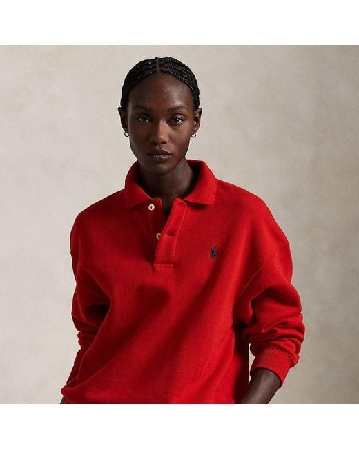 Polo Ralph Lauren Fleece Trui Met Polokraag in het Red