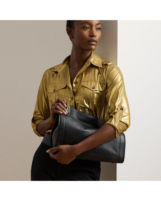 Ralph Lauren Brown Pebbled Leather Large Bradley Tote Bag