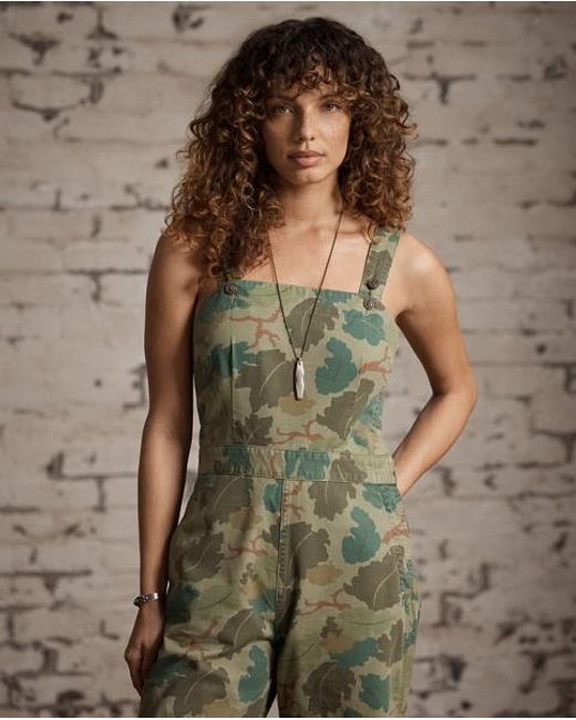 RRL Green Camo-Print Twill Overall