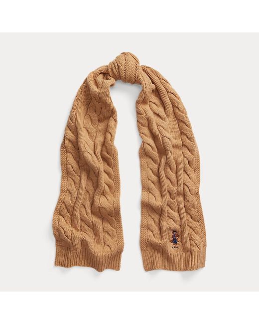 Polo Ralph Lauren Brown Polo Bear Cable-knit Wool-blend Scarf
