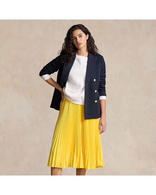 Falda midi con plisado Polo Ralph Lauren de color Yellow