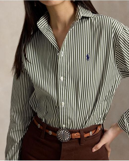Polo Ralph Lauren Gray Relaxed Fit Striped Cotton Shirt