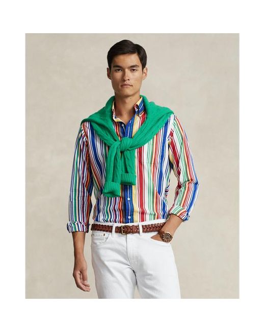Camicia in popeline a righe Classic-Fit di Polo Ralph Lauren in Green da Uomo