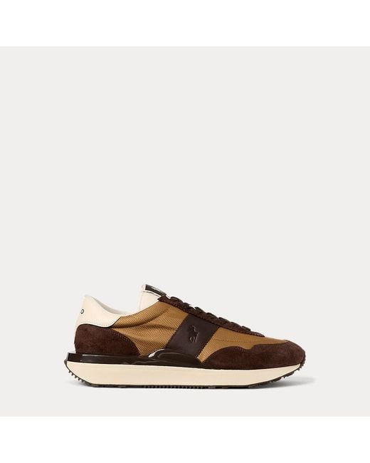Ralph Lauren Brown Train 89 Suede-panelled Trainer for men