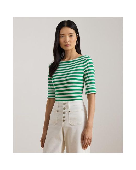 Maglietta a righe con scollo a barchetta di Ralph Lauren in Green