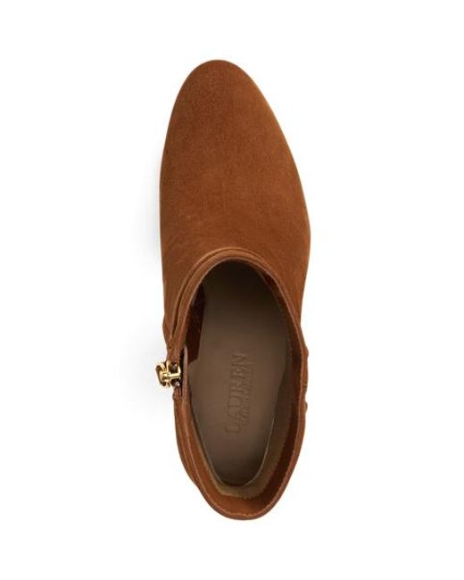 Ralph Lauren Brown Wildleder-Stiefelette Kellie Mit Absatz