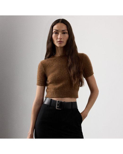 Ralph Lauren Brown Cashmere-Alpaca-Blend Cropped Jumper