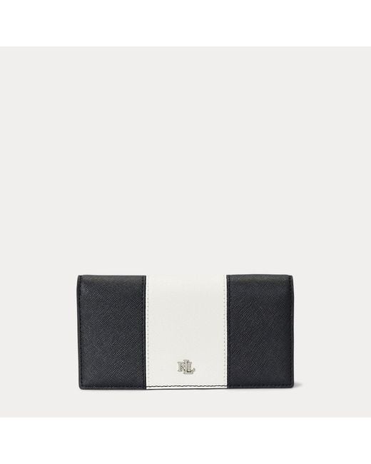 Lauren by Ralph Lauren Black Crosshatch Leather Slim Wallet