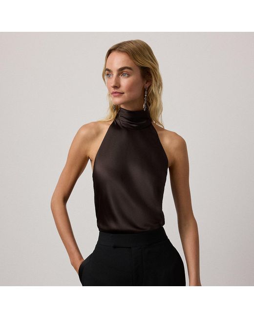 Ralph Lauren Black Chilton Stretch Silk Charmeuse Top
