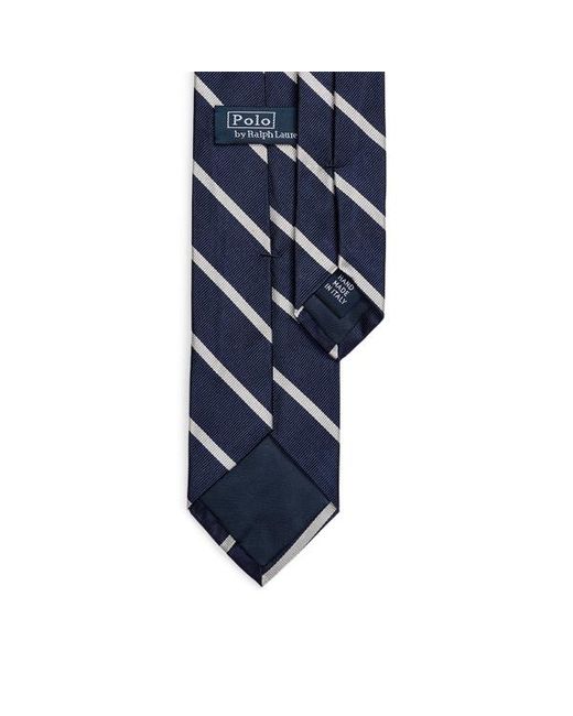 Ralph Lauren Blue Striped Silk Repp Narrow Tie for men