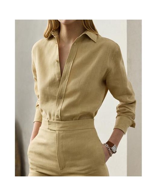 Camicia Adrien in lino Relaxed-Fit di Ralph Lauren in Natural