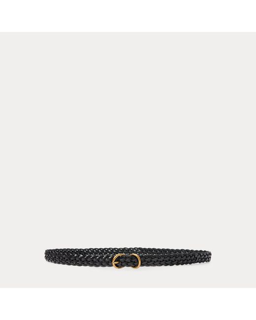 Polo Ralph Lauren White Braided Vachetta Leather Skinny Belt