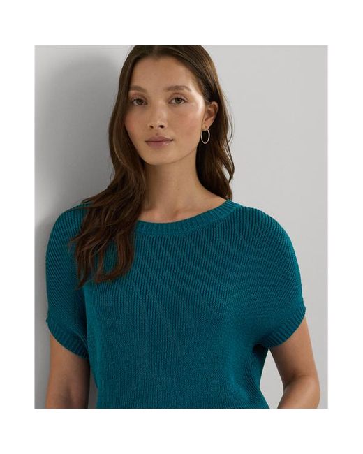Lauren by Ralph Lauren Blue Rib-knit Short-sleeve Jumper