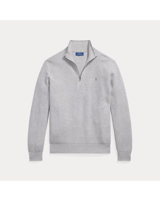 Polo Ralph Lauren Gray Mesh-Knit Cotton Quarter-Zip Jumper for men