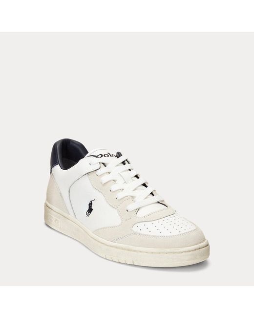 Ralph Lauren Sneaker Court aus Leder und Wildleder in White für Herren