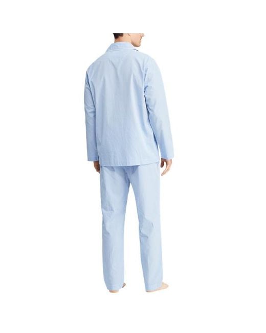Pijama largo en popelina con cuadros de vichy Polo Ralph Lauren de hombre de color Blue