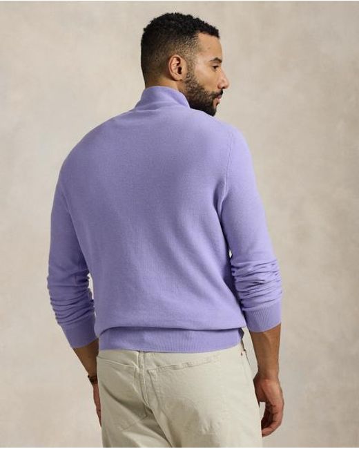 Polo Ralph Lauren Purple Mesh-Knit Cotton Quarter-Zip Jumper for men