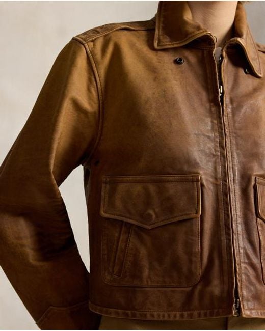 Polo Ralph Lauren Brown Cropped Leather Jacket