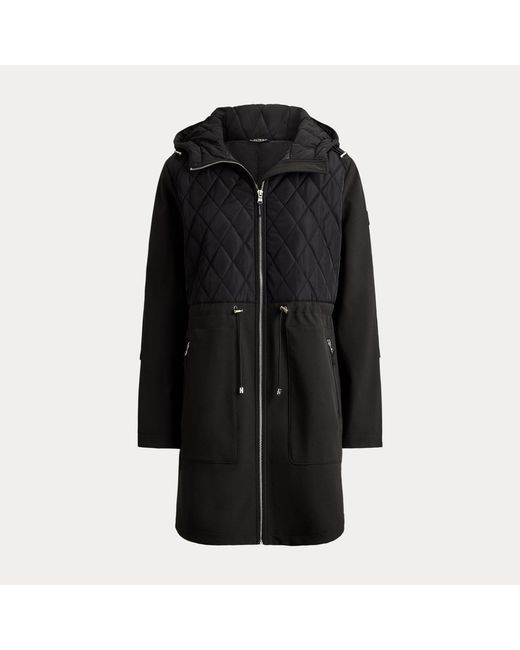 Ralph Lauren Black Hooded Diamond-Quilted Mockneck Jacket