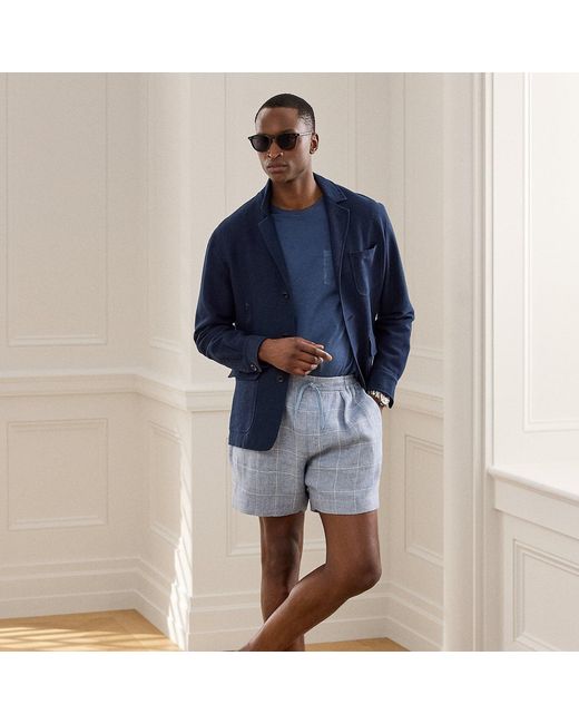 Ralph Lauren Blue Hand-Tailored Windowpane Linen Short for men