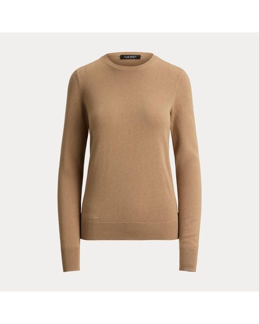 Ralph Lauren Brown Embroidered-Logo Cotton-Modal Jumper