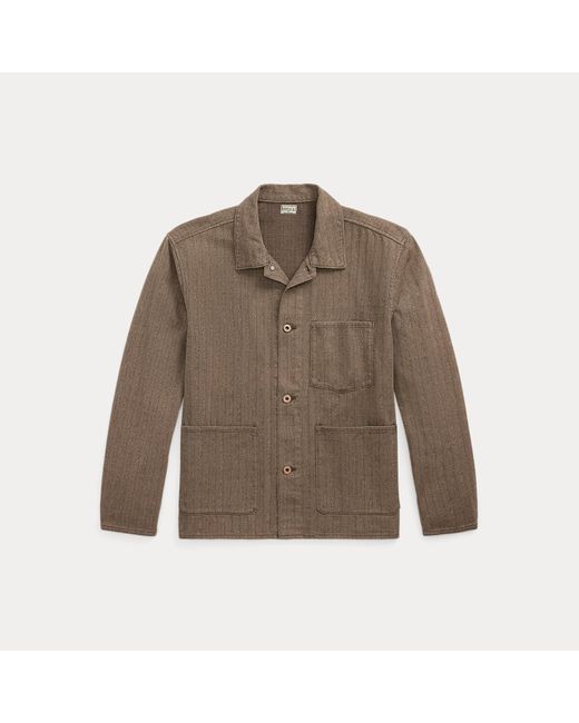 RRL Brown Striped Jaspé Herringbone Jacket for men