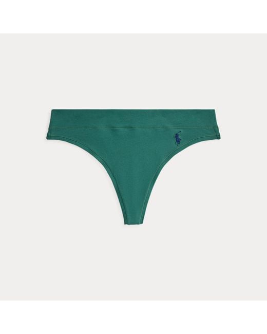 Polo Ralph Lauren Green Stretch-Cotton Mid-Rise Thong
