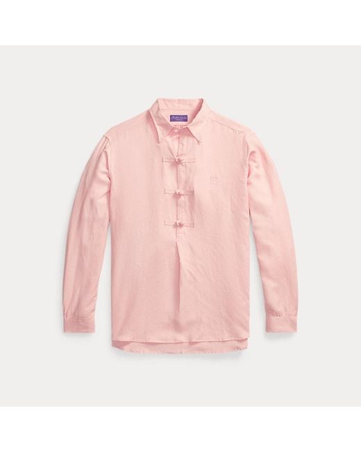 Ralph Lauren Purple Label Pink Lunar New Year Silk-linen Popover Shirt for men
