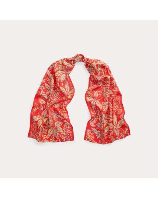 Écharpe En Soie À Motif Fleuri Ralph Lauren en coloris Red