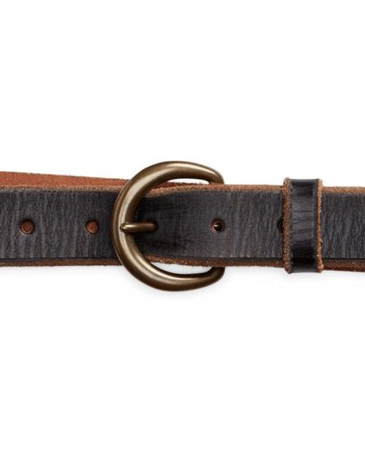 RRL Brown Terrance Tumbled Leather Belt for men