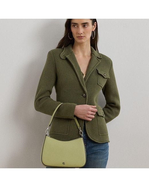 Ralph Lauren Danni Medium Leren Tas Met Kruisarcering in het Green