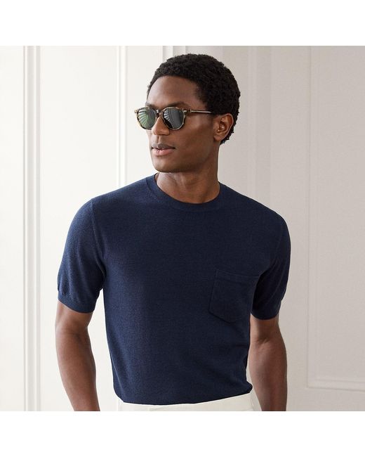 Ralph Lauren Blue Silk-Blend Short-Sleeve Jumper for men