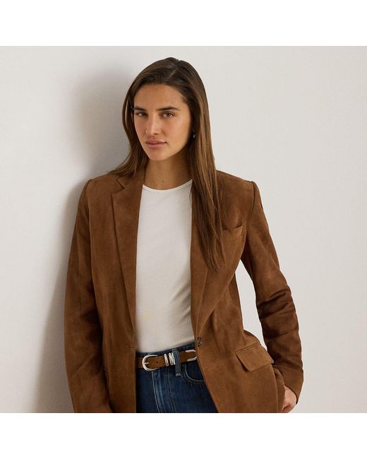 Ralph Lauren Brown Goat-Suede Blazer