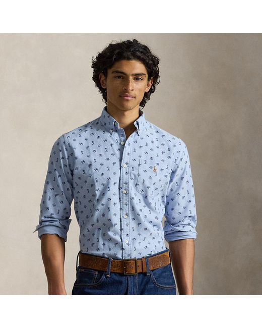Polo Ralph Lauren Blue Custom Fit Equestrian Oxford Shirt for men