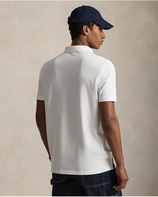 Polo Ralph Lauren White Classic Fit Flag Mesh Polo Shirt for men