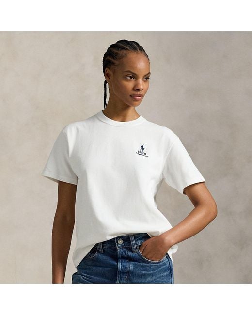 Maglietta in cotone con logo di Polo Ralph Lauren in White