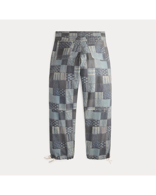 RRL Gray Patchwork-Print Jersey Trouser for men