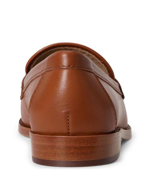 Ralph Lauren Brown Wynnie Leather & Raffia Loafer