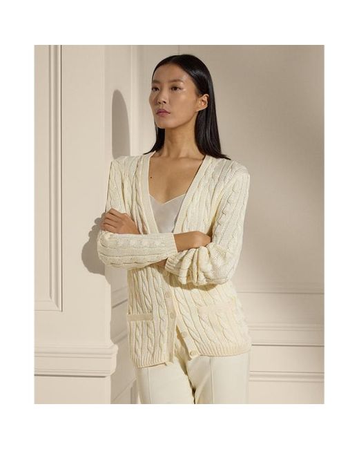 Ralph Lauren Natural Ralph Lauren Cable-knit Silk Cardigan Sweater