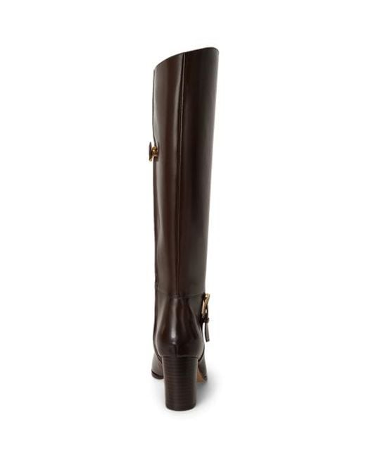 Ralph Lauren Brown Raelynn Glazed Leather Tall Boot Heel