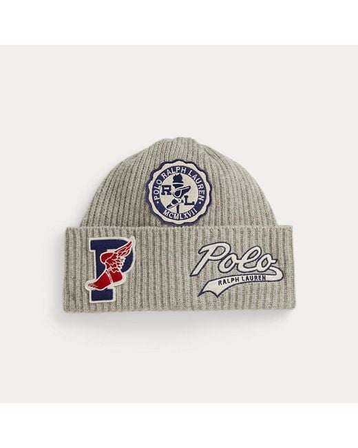 Ralph Lauren Multicolor Logo-Patch Wool-Blend Watch Cap for men
