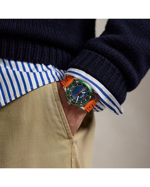 Ralph Lauren Blue 42 Mm Polo Sport Steel Watch for men