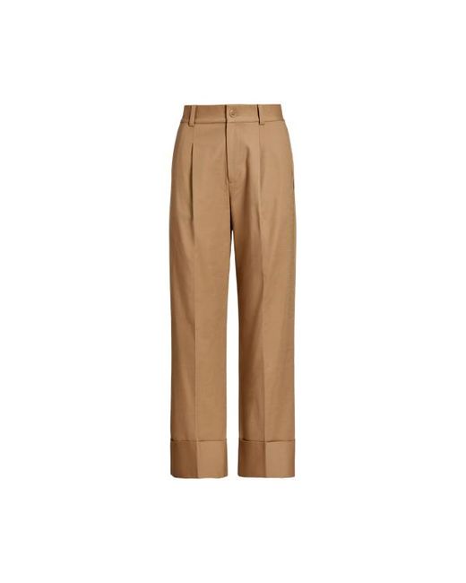 Ralph Lauren Brown Double-faced Cotton Ankle Trouser